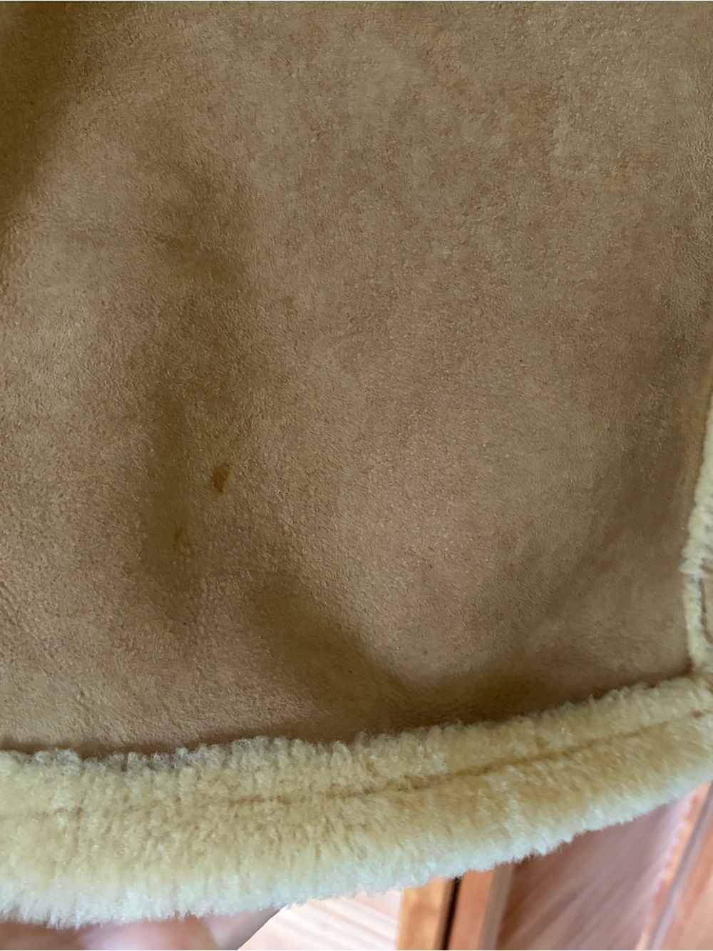 Vintage Tan Suede Shearling Teddy Jacket Genuine Leather - Picture 6 of 8
